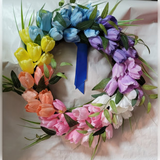 wreath with colorful flowers
