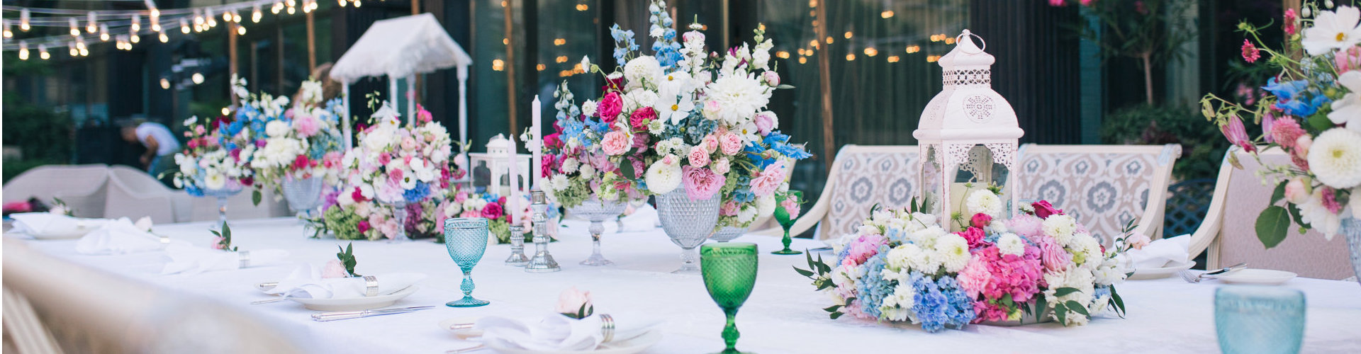 table set with flowers